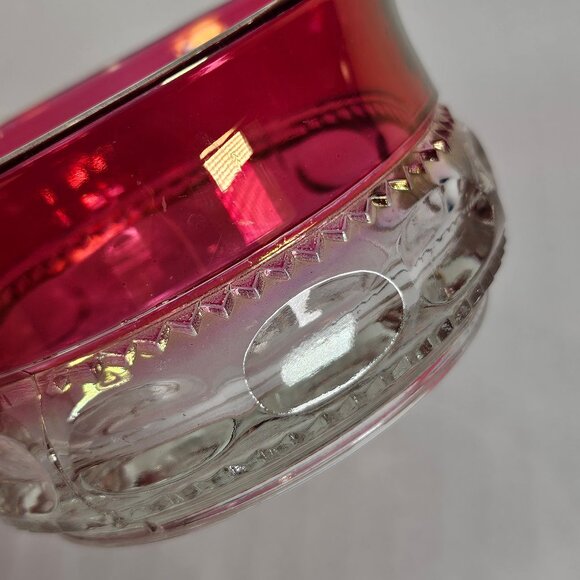 Tiffin Franciscan Kings Crown Ruby Cranberry Flashed Finger Bowl - Picture 10 of 11